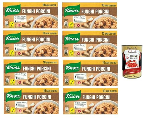 Italian Gourmet Bundle 8x Steinpilz Brühe Würfel 100g + Italian Gourmet Polpa Gratis – Pilz Bouillon Würfel für Risotto, Pasta, Suppen, Saucen & Mediterrane Küche