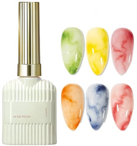 Clear Blooming Gel - Nail Design Polish with Colorful Effects - Watercolor Marble Nail Gel for DIY Art - UV Polish for Flower, Animal, and Natural Stone Designs - Spreading Magical Effects ﻿