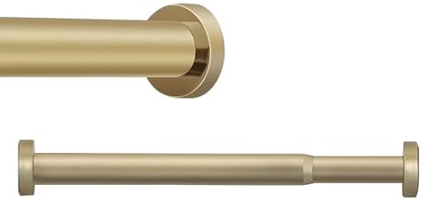 Verstellbare Gardinenstange Ohne Bohren Duschvorhangstange Ø 28 mm Rutschfest Rostfrei Teleskopstange Vorhangstange for Wohnzimmer/Schlafzimmer/Dusche/Wohnmobil(Gold,50-80cm)
