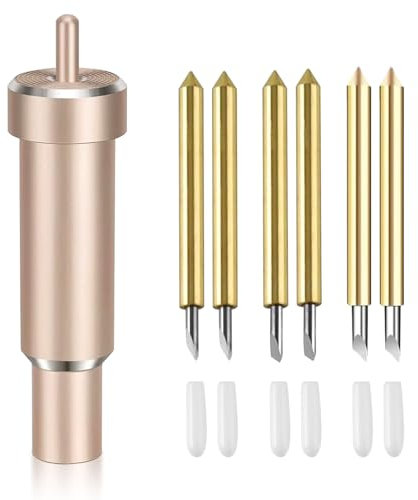 HAPPOW Feinschnittklinge für Cricut Maker 4/3/Explore Air 3/ Air 2/One, 6 Ersatzklingen mit Gehäuse, Klinge für Cricut(30°/45°/60°), für 1,5 mm dickem Cardstock/Vinyl/Kork/Stoff（Gold）