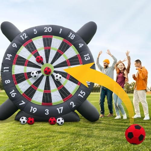 Aufblasbares Fußball-Dartboard mit 370 W Gebläse und 8 aufblasbaren Bällen – Ideal für Outdoor-Sportarten, Großes Ziel für Fußball-Dartbrettspiel & Kick-Dartscheiben-Spiel, Perfekt für Gartenspiele mi