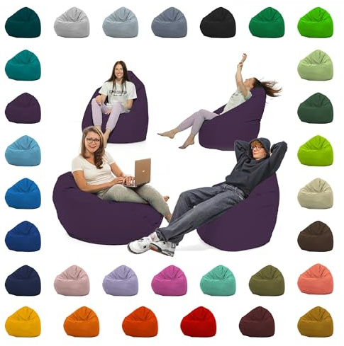 GlückBean Sitzsack XXL – Beanbag für Kinder & Erwachsene – In & Outdoor geeignet – Wasserabweisend & pflegeleicht – Gefüllt mit hochwertigen EPS-Perlen – Ideal zum Gaming & Entspannen (Lila, XXL)