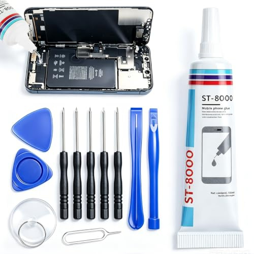 Handy Display Kleber ST8000 transparent, 110ml Tube | Elastischer Handykleber & Smartwatch Kleber mit Präzisionsnadel | Universal Display Klebers Smartphone Reparatur-Set