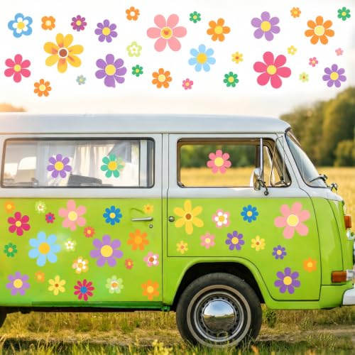 LIULINY 88PCS Prilblumen Aufkleber Auto Wasserfest Blätter Blumenaufkleber | Blume Autos Aufkleber, Vinyl Wandaufkleber Fenster für Geländewagen Wohnmobil Karosserie Seitentür Kofferraum