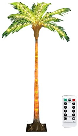 Xnuiasqe Décoration de Lumière de Palmier Solaire Extérieur 4,6 Pieds Arbre Artificiel avec 110 Lumières LED pour Le Patio pour la Piscine et L'Utilisation de la Barre
