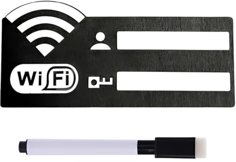 1 letrero de madera con WiFi y marcador, 22 x 10 cm, con contraseña para colgar o colocar sobre la mesa en casa, oficina, restaurante y hotel (negro).