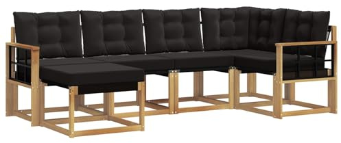 vidaXL Outdoor-Sofagarnitur mit Kissen 6 pcs Weiß und Schwarz, Moderne Outdoor-Sofa-Sitzgruppe, stylische Gartenmöbel, robuste Terrassenmöbel, Bequeme Lounge für den Garten