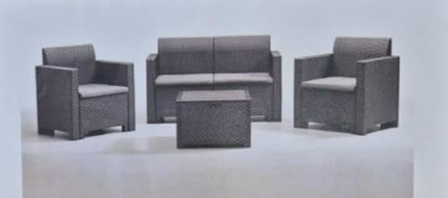 Generico Set 4 cuscini esterni da giardino salottino e divanetti in rattan sfoderabili 50X55X5 centimetri (ghirigori avorio)