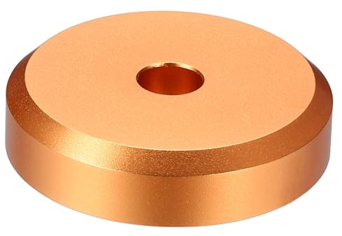 sourcing map 45 Record Adapter, 1.5'' Aluminum Matte Vinyl Record Adapter Turntable Disc Weight Stabilizer Universal Disc Stabilizer for 45 RPM Vinyl Discs, Gold