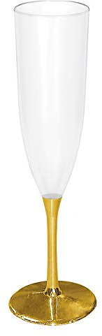 amscan 350276-19 Plastic Champagne Flute Gold-5cm Dia x 22.2cm Tall 147ml-1 Pc, Gold