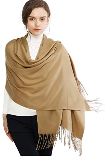 RIIQIICHY Camel Pashmina Shawls and Wraps for Women Wedding Ladies Winter Scarf