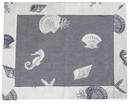 Tessuto Artistico Umbro Sottopiatto in Cotone Linea Poseidonia Colore Blu Puro Cotone 50x40 cm