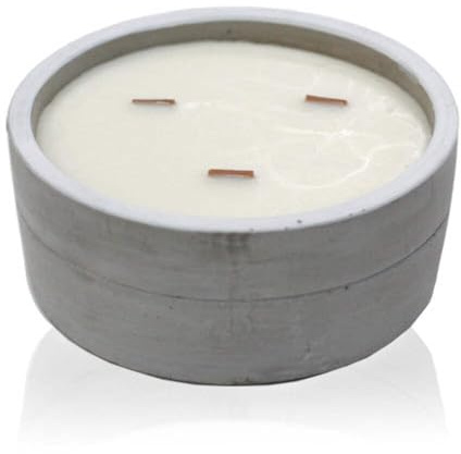 Ancient Wisdom Large Round Patchouli & Dark Amber triple Wood Wick Soy Wax Urban Concrete Candle