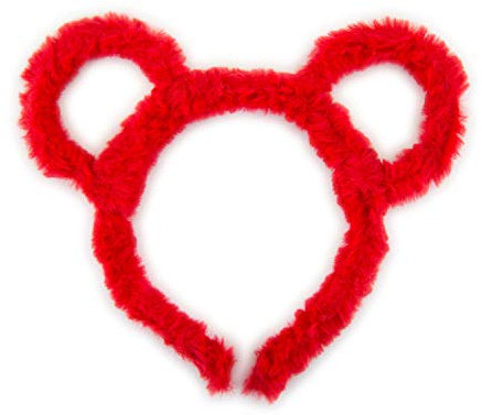 Oblique Unique Haarreifen Süße Plüsch Ohren Teddy Bär Haarreif für Fasching Karneval Motto Party Kostüm Accessoires Rot Rosa Schwarz - Farbe wählbar (Rot)