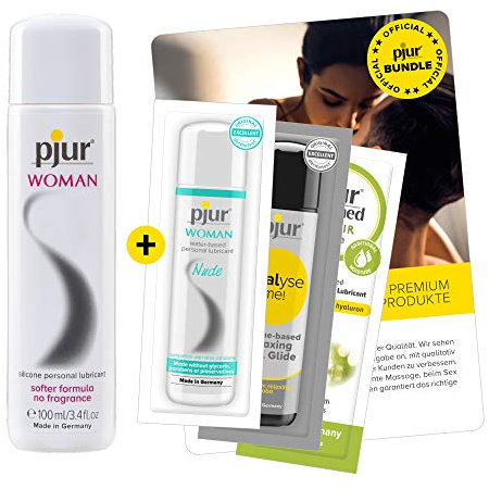 pjur WOMAN (100ml) - Probierset mit 3 x Gleitgelproben - Gleitgel für Frauen auf Silikonbasis - optimal für empfindliche Haut