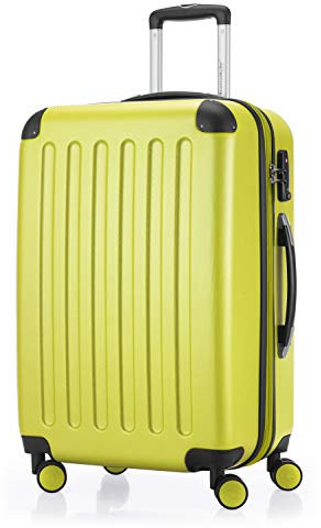 Hauptstadtkoffer - Spree - Hartschalenkoffer Rollkoffer + Kofferanhänger, erweiterbarer Reisekoffer, TSA, 4 Rollen, 65 cm, 74 Liter, Farn