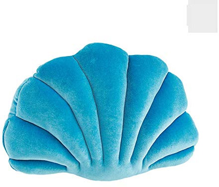 Muschelförmiges Kissen, Samt, gemütlich, solide, dekorativer Couchkissen, Überwurfkissen mit Kisseneinsatz für Zuhause, Sofa, Bett, Wohnzimmer, Dekoration, Wurfkissen (Blau, 33 x 46 cm)