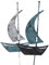dekorativer maritimer Garten-Stecker Deko-Stecker Segelboot Metall bemalt Antik Style im 2-er Set