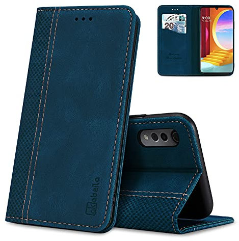 AKABEILA Schutzhülle für LG Velvet 4G / 5G, Premium-Leder-Klapphülle mit Magnetverschluss, Ständer, Kartenfächer, Folio-Handyhülle, stoßfest, Blau