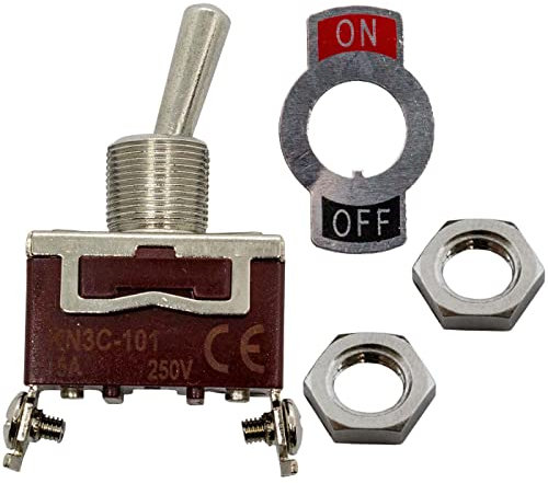 Lumonic Edelstahl Wippschalter Ausschalter 12mm Durchmesser I 45x18x23mm mit einem 6,3x0,8mm Flachstecker I Geeignet für 230V 15A & -25°C bis +85°C