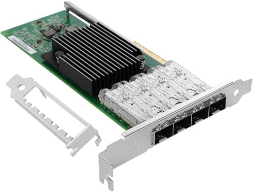 Euqvos PCIe Ethernet Network Card for Intel X710-DA4 XL710BM1 Chipset PCIe 3.0 x8 10Gb 4 Port SFP+ LAN Card Support Windows Server/Windows/Linux/VMware/ESX