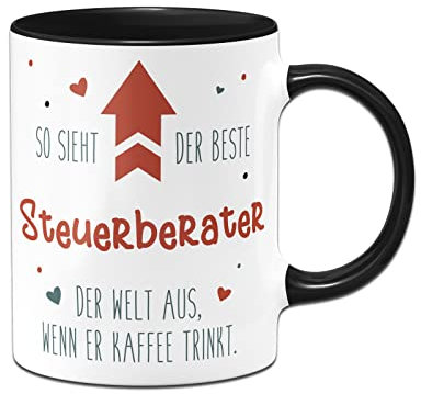Tassenbrennerei Tasse mit Spruch - So sieht der beste Steuerberater der Welt aus, wenn er Kaffee trinkt - Kaffeetasse lustig als Geschenk für Kollegen, Kollegin (Steuerberater)