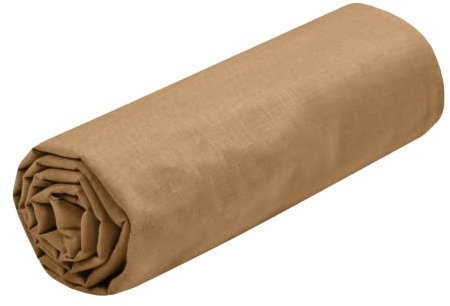 STOF - Drap Housse -Taille 90x190 cm Grand Bonnet 30 cm -100% Coton certifié Oeko-Tex - Couleur Curry -Modèle Eden - Linge de Lit pour Maison - Doux et Confortable pour Nid Douillet