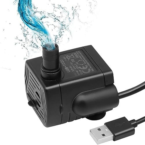 RUIZHI Mini pompa dell'acqua alimentata USB, 1-3 W, 200 l/h, per fontane di gatti, acquari, stagni, mini piscine e fioriere