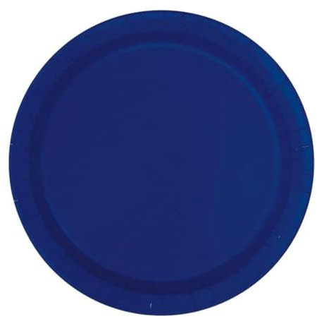 Unique- Assiettes en Carton Écologiques-23 cm-Couleur Bleu Marine-16 Pièces (Lot de 1), 30949EU, Navy Blue