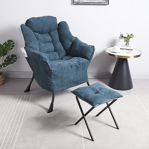 Panana Armchair Accent Chair Lazy Chair Lounge Chair with Armrests Fabric Leisure Sofa Chair with Footstool (Green)