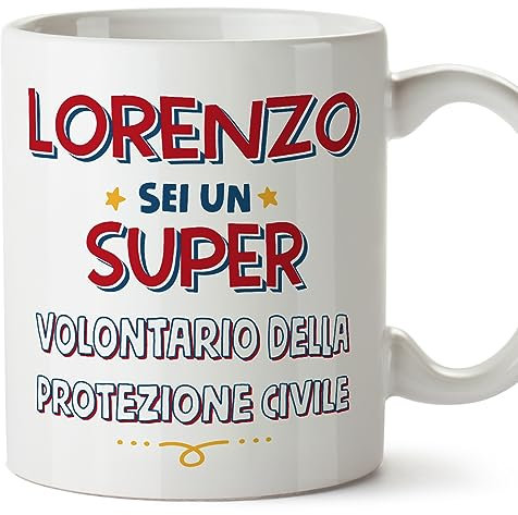 MUGFFINS Tazas Personalizadas para VOLUNTARIO DE PROTECCIÓN CIVIL hombre - En Italiano - Sei Super - 11 oz / 330 ml - Regalo Personalizable original y divertido