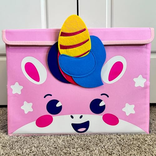 QUOKKA Spielzeug Aufbewahrungsbox für Jungen und Mädchen – 40x30x25 cm Spielzeugkisten für Kinder mit Einhorn -Zusammenklappbar – Griffe – Klappdeckel –Stoffbehälter für Spielzimmer