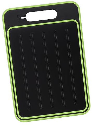 4 in 1 Defrosting Tray Cutting Board, Double Sided Chopping Board Thawing Plate with Sharpener for Defrost and Thaw Meat and Food 12.3x8.3in (Black)