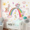 HGDESIGN® Wandtattoo Wandaufkleber Wandsticker Große Regenbogen Einhorn Schmetterling Wolke Kinderzimmer Babyzimmer Kind Baby Mädchen Wandsticker Wandbild Wanddeko Selbstklebend (Variante F)