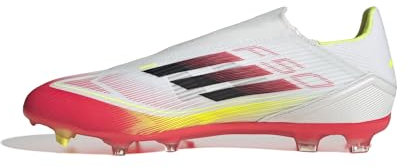 adidas F50 League Laceless Football Boots FG/MG, Scarpe da Calcio Unisex-Adulto, Cloud White/Core Black/Solar Yellow, 42 2/3 EU