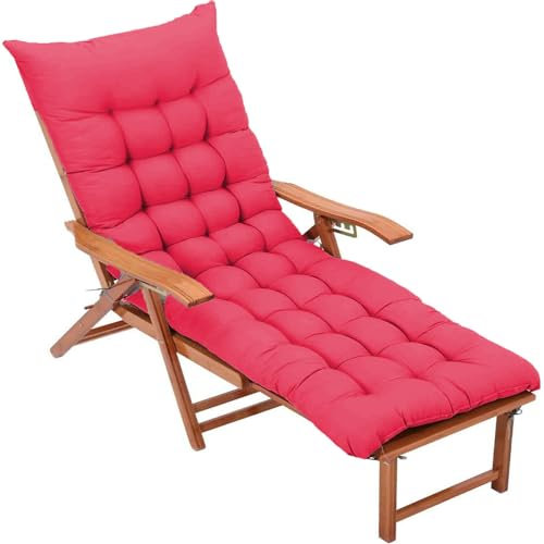 BangDon Coussin de chaise longue de couleur unie très épais en tissu confortable et respirant pour extérieur, balancelle, terrasse, jardin (rose rouge, 40 x 40 cm)