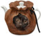 Poceacles Cat Tea Cosy for Teapot, Dust Cover to Keep Warm, Breakfast Pot Protector, Washable Kettle Cover for Teapot, Coffee Pot, Hotel Tea Party, Restaurant, Brown