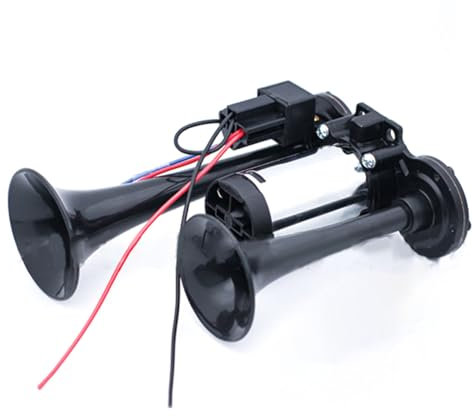 Shkalacar 12V Klaxon d'air de Voiture,Klaxon pneumatique Double trompettes 600DB, Kit de Klaxons Super puissants avec compresseur Universel pour Voitures, Motos, camions, Trains, Bateaux