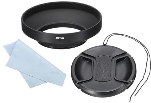 PATIKIL 49mm Lens Hood, Wide Angle Matte Surface Anti-reflective Inside Hood with 72mm Lens Cap and Cleaning Cloth for Camera Lens, Black for Nikon, for Fujifilm, for Pentax, for Leica