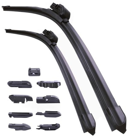 Unifizz Juego de 2 escobillas limpiaparabrisas de repuesto para coche, 24 y 18, 24 y 18, 9 adaptadores