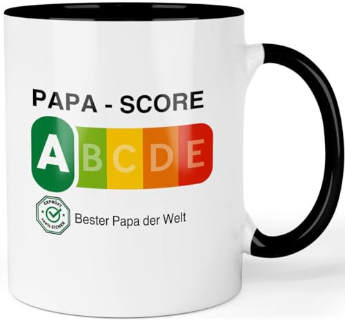 Papa Tasse - Papa Score - Bester Papa der Welt - Vatertagsgeschenk - Papa Geschenk Geburtstag - Vater Geschenk Kaffeetasse, Farbe: Schwarz