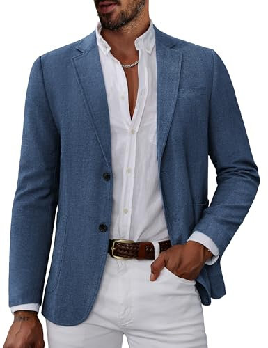 PJ PAUL JONES Herren Sakko Sportlich Regular Fit Freizeit Blazer Modern Freizeit Business Anzugjacke (Blau, L)