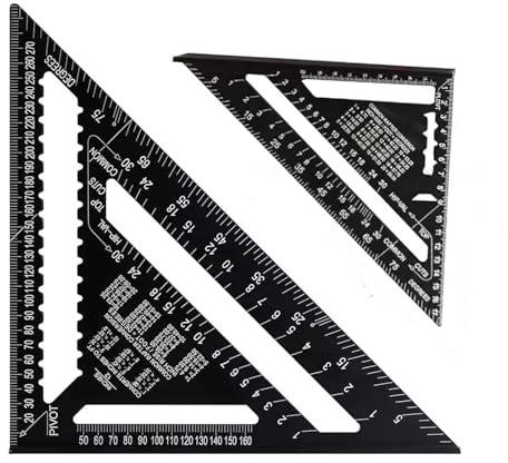 2 Pcs Rafter Square Metric, 12 inch & 7 inch Black Rafter Square Set