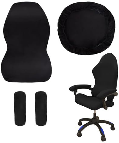 tintoke Housses de Chaise de Gaming Lot de 4,nsemble Housse Fauteuil Gamer avec Housses d'accoudoirs/couvertures de Dossier de Chaise/Housse de siège de Chaise,Convient aux chaises de Jeu (Noir)