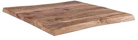SAM Holzplatte 60x60 cm Curt, Tischplatte aus Mangoholz massiv + raue Oberfläche, Baumkanten-Platte für Heimwerker, geeignet für Arbeitsplatten, Tische & Fensterbretter