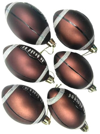 Lmlliang Rugby-Ornament, 6 x Weihnachtskugeln, Sportthema, Rugby, Weihnachten, Baum, Party-Dekoration, 6 cm, Rot