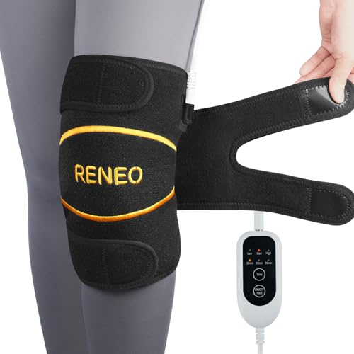 RENEO Elektrisches Heizkissen zur Linderung von Knieschmerzen, automatische Abschaltung, tragbare Kniewärmer, beheizte Kniebandage Unterstützung für Arthritis, Gelenksteifheit, Kniechirurgie Erholung,