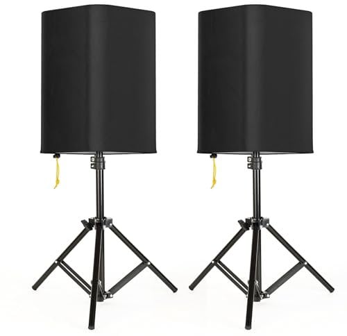 NOOKAT 15 Inch PA/DJ Speaker Cover for Powered Speaker Mounted on Stand, 2 Pack Outdoor Speaker Cover 600D Thick Oxford Fabric Waterproof UV Protection Dustproof(Black)
