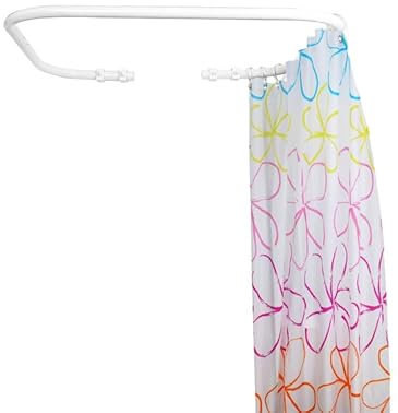 Sasko Duschvorhangstange Duschstange Ecke U-Form Duschvorhang Weiß - 200 Größen hergestellt in Polen -Aluminium Stabile für Vorhang für Badewanne & Dusche 70x120x70 cm - Ohne Deckenhalterung