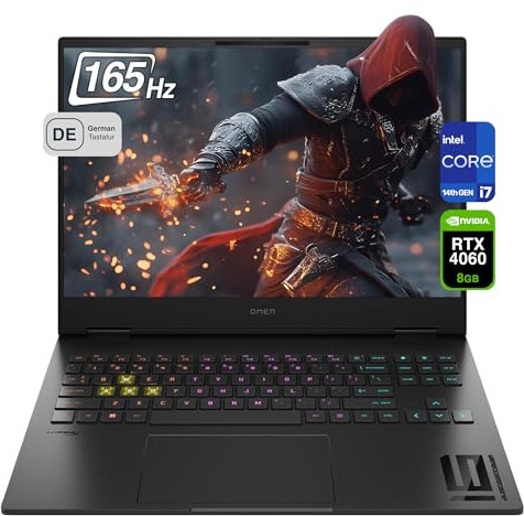 HP Omen 16 - Ordinateur portable de jeu - Intel Core i7-14700HX - 32 Go de RAM DDR5 - SSD PCIe 2 To - Écran WUXGA IPS 165 Hz - Nvidia GeForce RTX 4060 - Clavier QWERTZ RVB - Windows 11 Pro - Noir